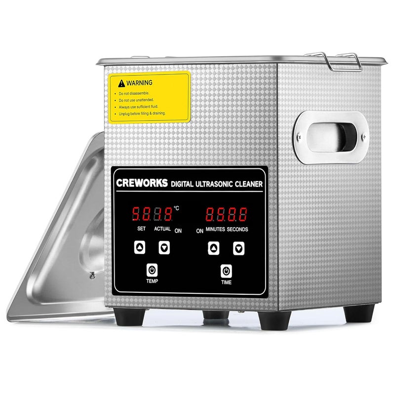 CREWORKS Professional Jewelry Cleaning Machine, 2L Jewelry Cleaning Ultrasonic Machine with Heater & Timer, Digital Sonic Cleaning Machine for Cleaning Denture Dental Irrigator Parts Retainer Glasses - Image 1